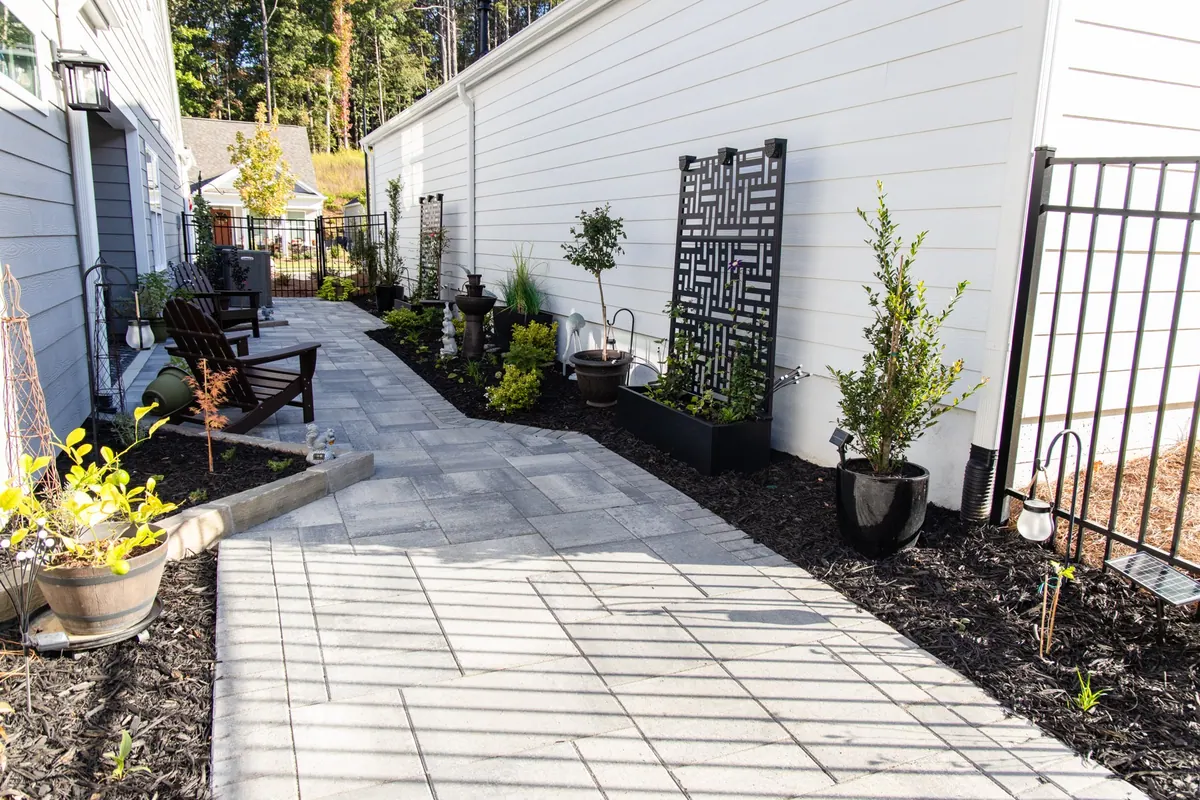 Privacy screens and planting beds at the Avery project