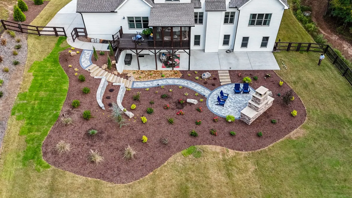 Overhead view of the completed Ball Ground project